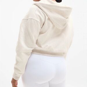 Athleta Women's forever fleece- Toasted Brown Heather - cropped zip Hoodie